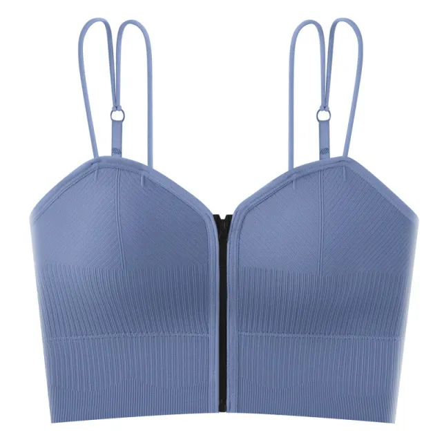Fashion Zipper With Beautiful Back Suspender Vest Blue - Shop at LoveMi