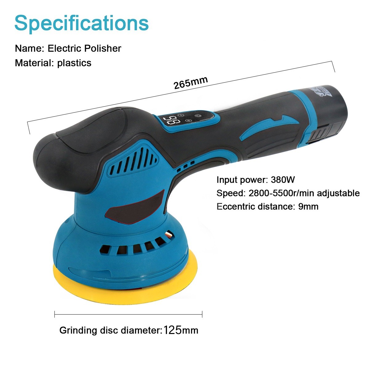 Cordless Car Polisher Buffer Sander Machine Polishing Pads Kit  2x Batteries 6