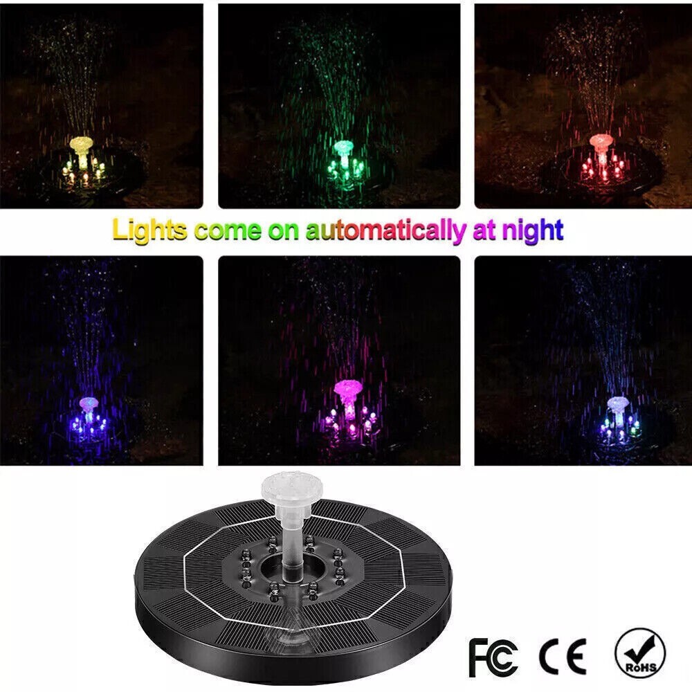8LED Solar Panel Powered Fountain Water Feature Pump Garden Pool Pond Aquarium — image 3