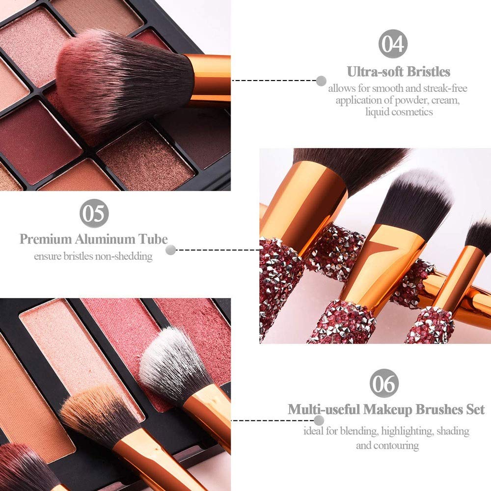 10 IN 1 Diamond Inlaid Handmade Custom Makeup Brush 3