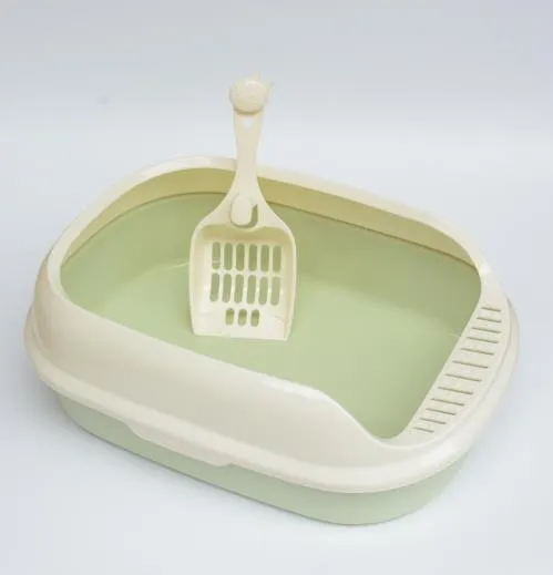 Pet Cat Litter Box With Shovel High-side Polyester Cat Litter Box - Matcha
