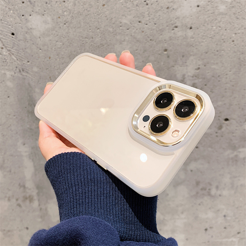 Simple Solid Color Metal Frame Lens Phone Case - Image 3
