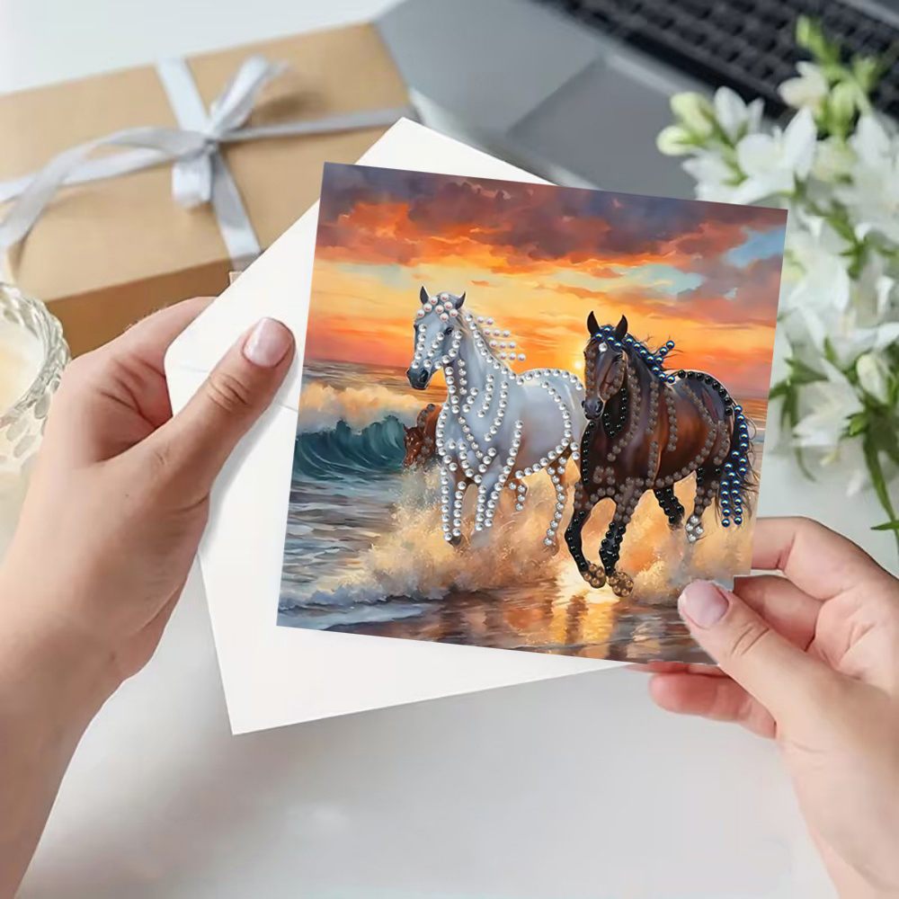 DIY Diamond Painting Kit Birthday Card Kit, Unique Animal And Horse Pattern Design, Water Diamond Diamond Painting Art Mosaic Postcards, Festival Cards Perfect For Families, Friends, And Lovers, Handm — foto 4