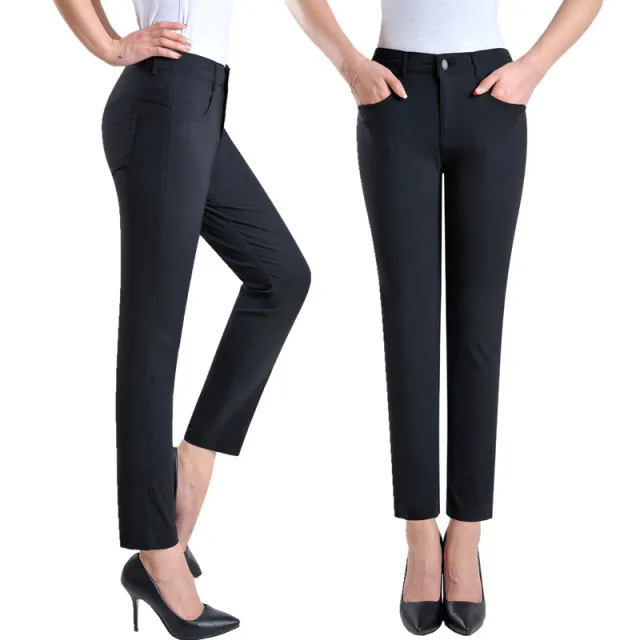 High waist Elastic Middle aged And Elderly Loose Women's Trousers Black - Shop at LoveMi