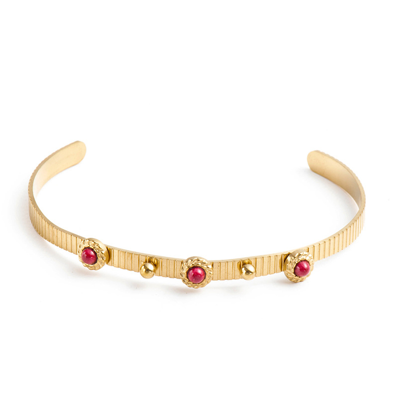 Vintage Natural Stone Adjustable Stainless Steel Bracelet