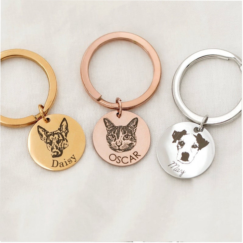 Pet Cat And Dog Photo Name Commemorative Bag Charm Silver - Shop at LoveMi