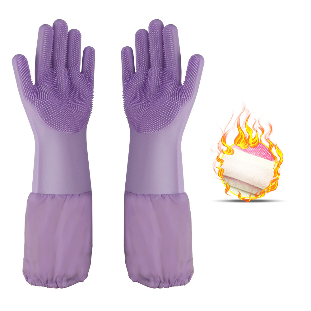 Title 2, Silicone Dishwashing Gloves Female Waterproof H...