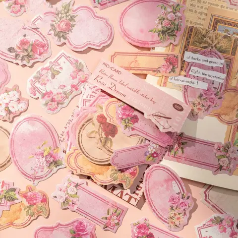 Retro Floral Writable Sticker Package