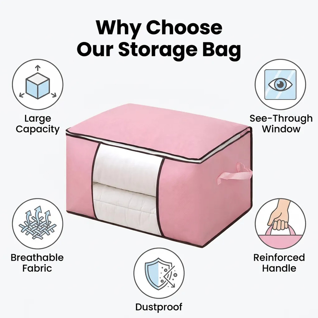 6 Pack 90L Storage Bags Zipped For Clothes, Bedding, Toys, Packing Moving Boxes — image 10