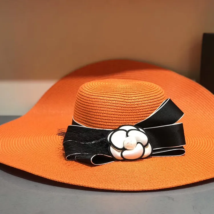 Women Retro Fashion French Sun Hat Seaside Vacation - Orange