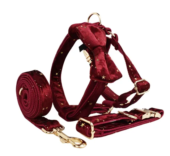 Pet Collar Dog Fabric Velvet Wine Red - Shop at LoveMi