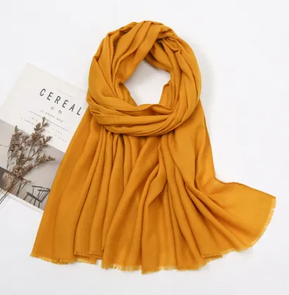 Long shawl beige scarf - Turmeric
