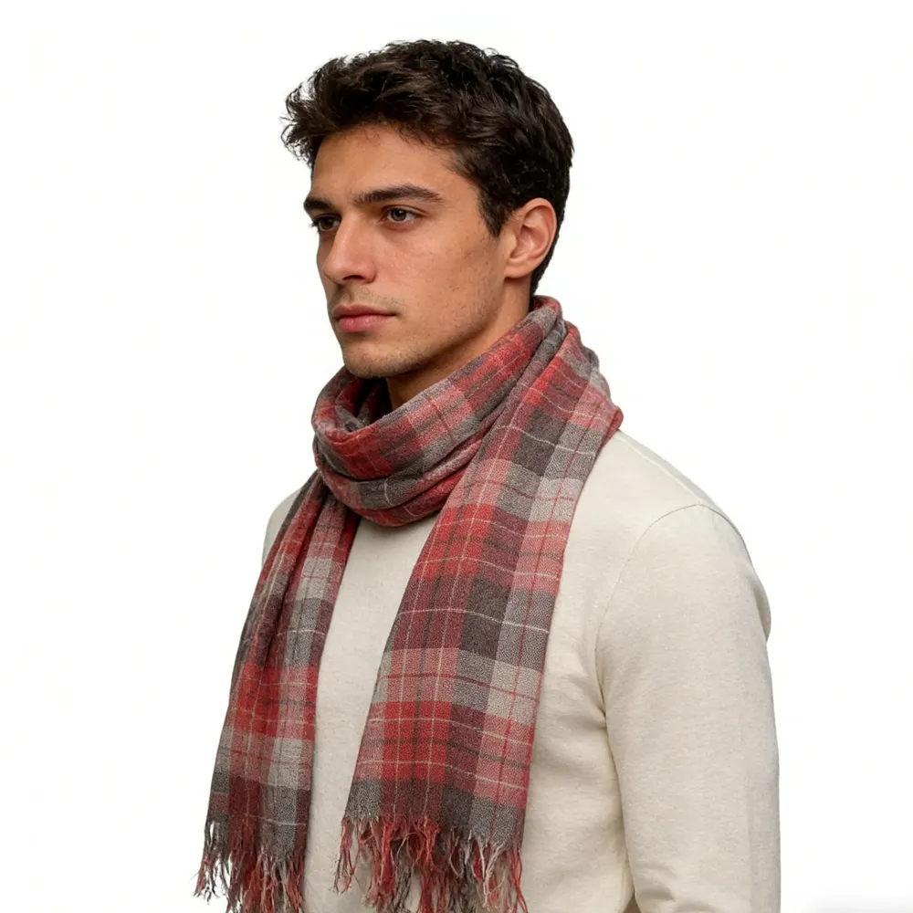 Lightweight Fashion Orange Red Yarn Dyed Scarf