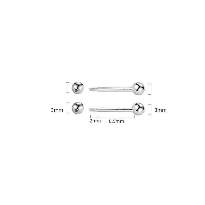 Threaded Ear Piercing Dumbbell Bead Stud Earrings