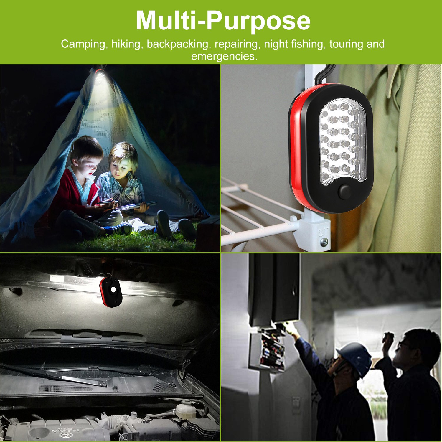 1Pc Magnetic LED Work Light With Hook Compact Flashlight For Camping Hiking Emergency - Image 7