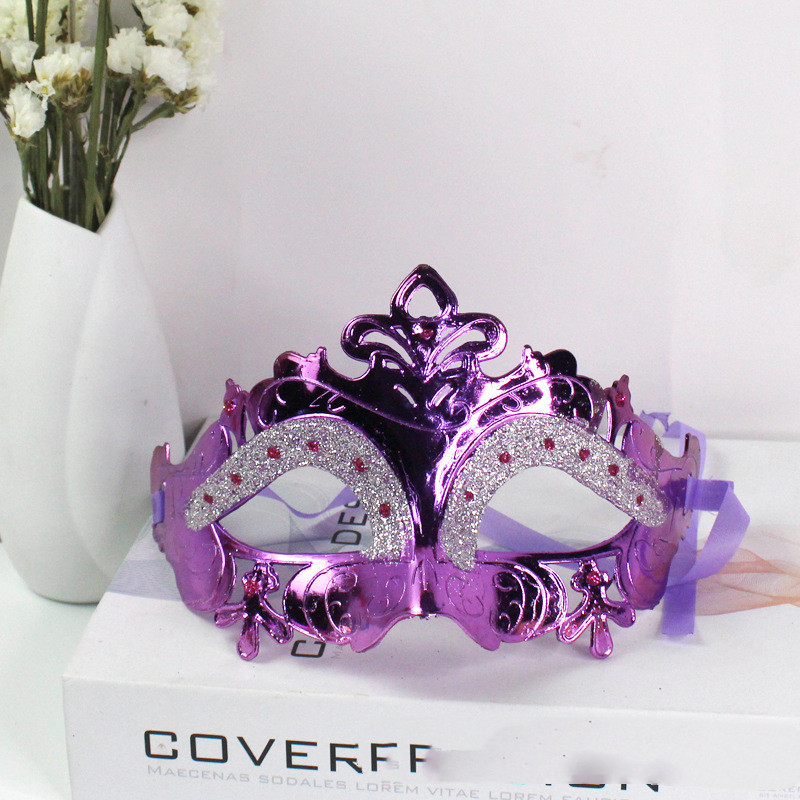 Butterfly Dance Mask Cartoon Folding Fan Feather Prom Male And Female Half Face Purple - Shop at LoveMi