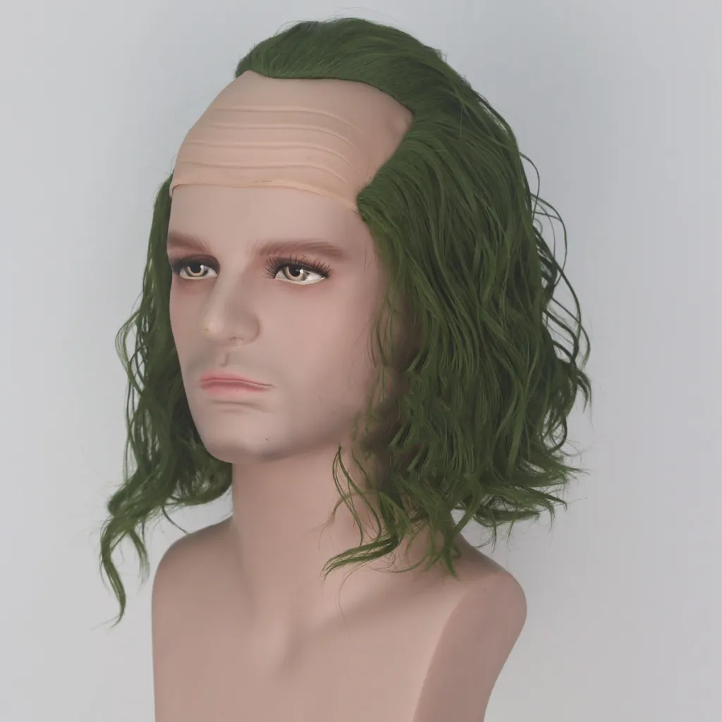 Simulation Scalp Green Short Curly Hair Anime - Green