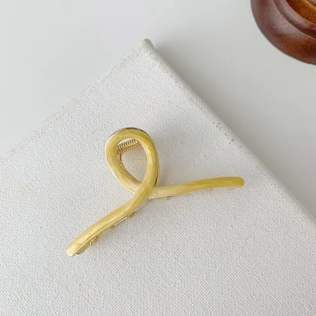 Korean Elegant Ponytail Metal Grip Clip Yellow - Shop at LoveMi