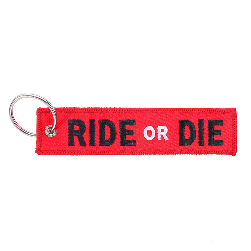 Title 1, Black Embroidered Motorcycle Car Key Ring On Re...