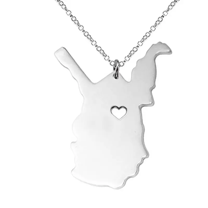 United States Of America West Virginia State Map Stainless Steel Necklace