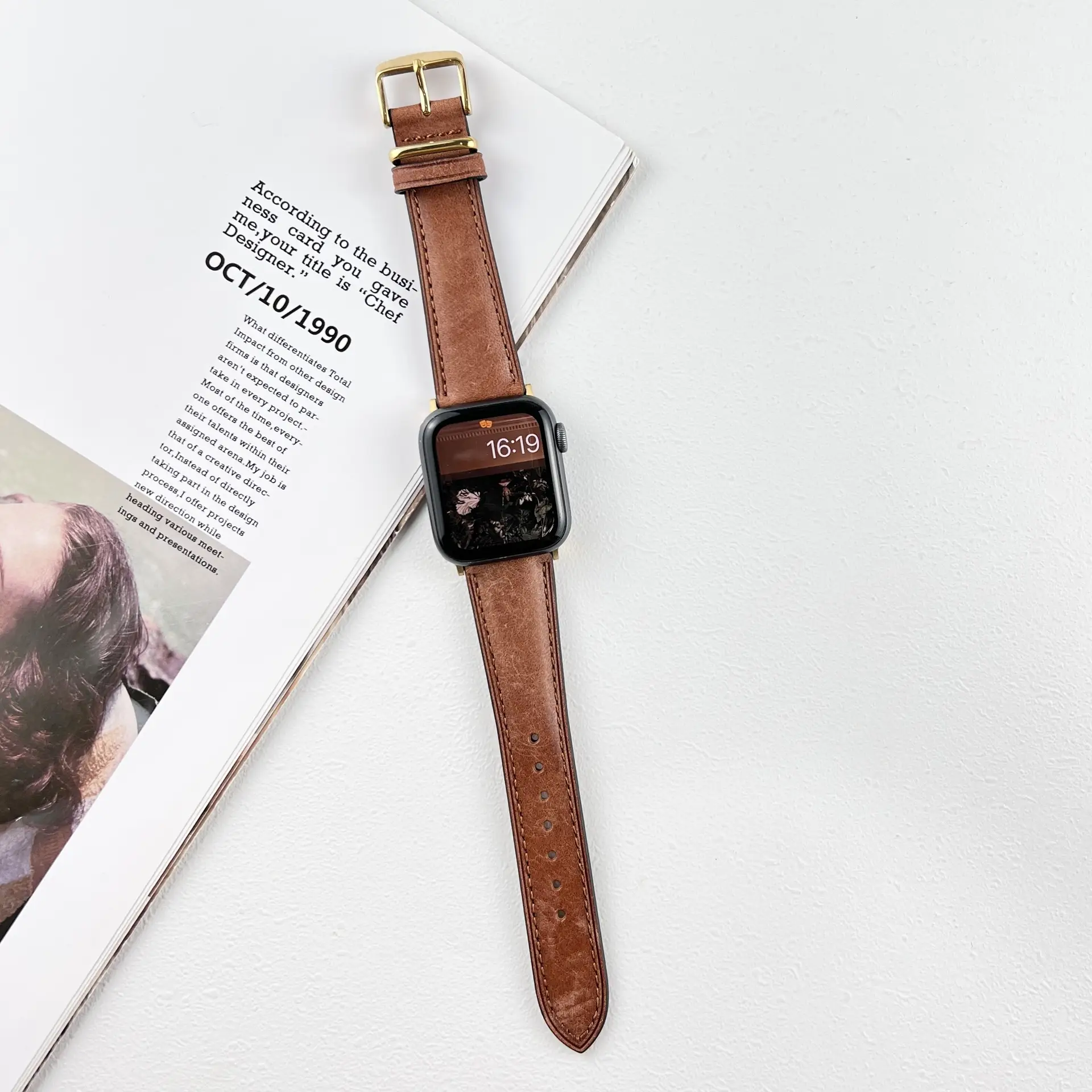 Fashion Men's And Women's New Gold Buckle Horseskin Strap