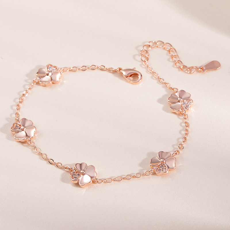 Title 3, Ins Niche Simple Bracelet Fleur En Or Rose