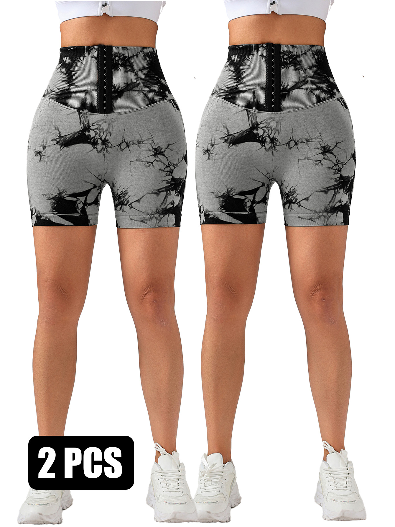 2 Pack 3 ROW HOOK Seamless Sexy Tie Dye Shorts Scrunch Butt Lifting Tummy Control High Waist Quick Drying Sports Yoga Shorts 2Bgy - Shop at LoveMi