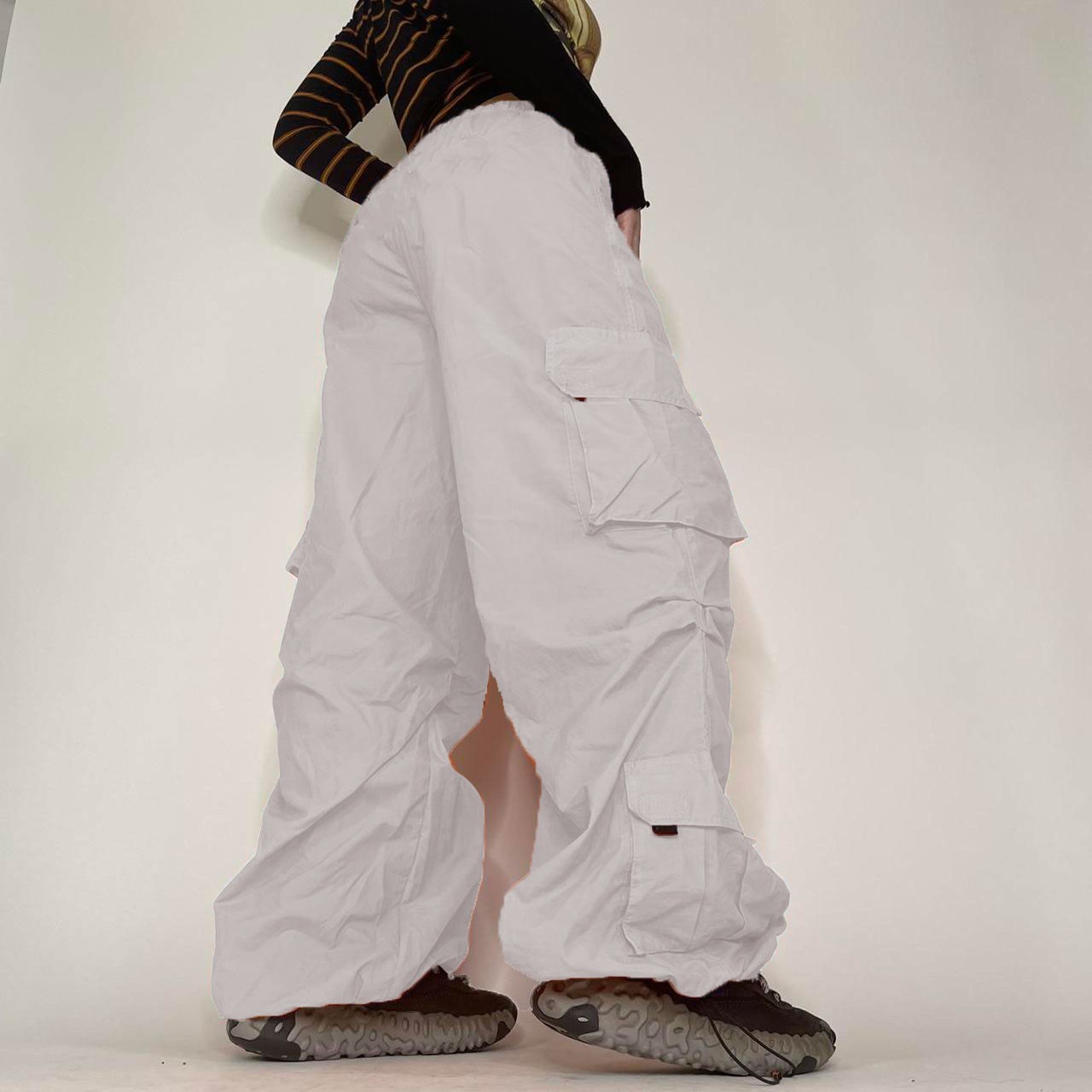 Street Loose Pocket Wide Leg Ladies Pants