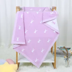 Baby Cartoon Knitted Cotton Cute Windproof Blanket - Light Purple - View 1