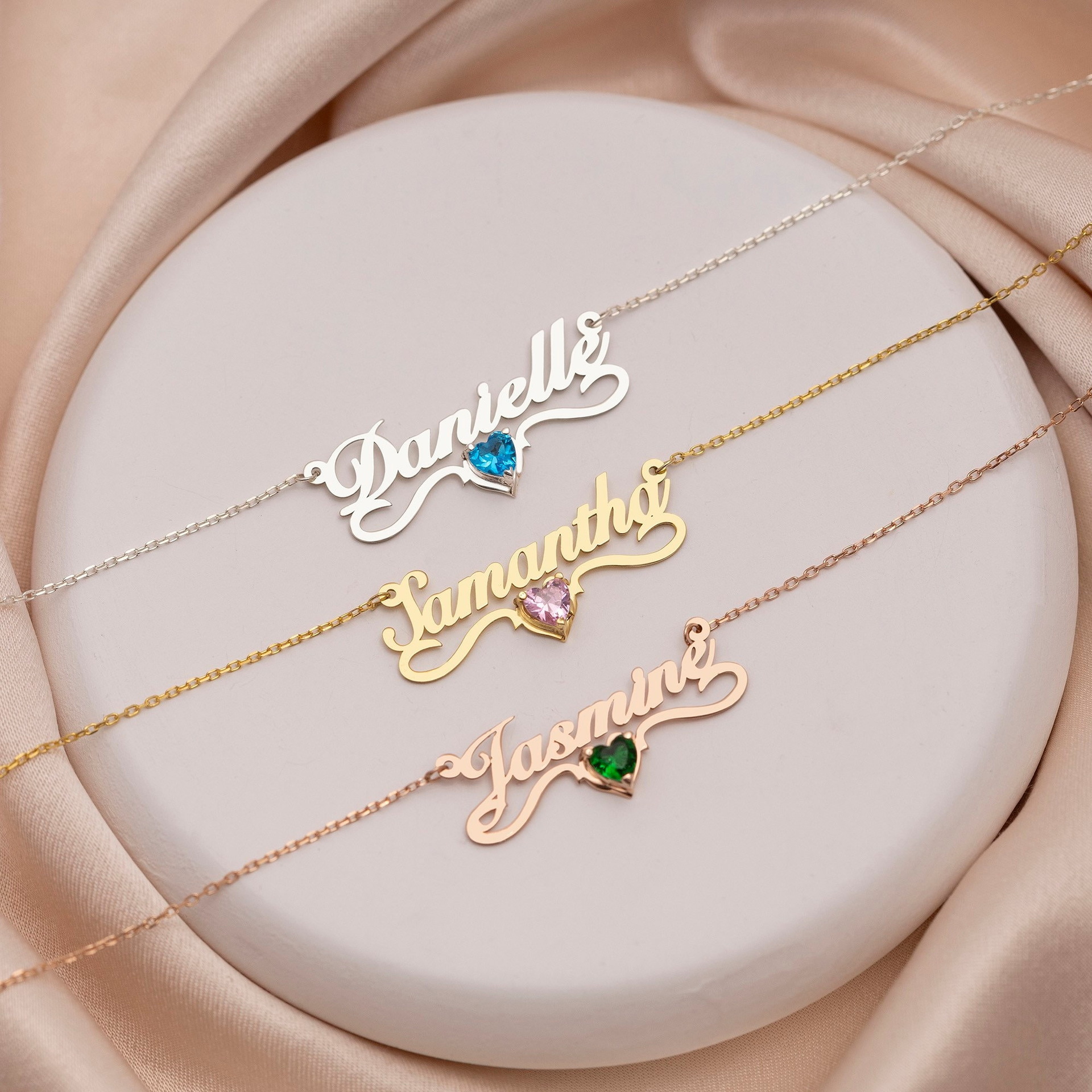 Crystal Personalized Name Necklace Stainless Steel