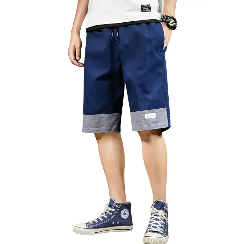 Men's Cotton Cargo Shorts with Drawstring Waist and Multi-Pocket Design