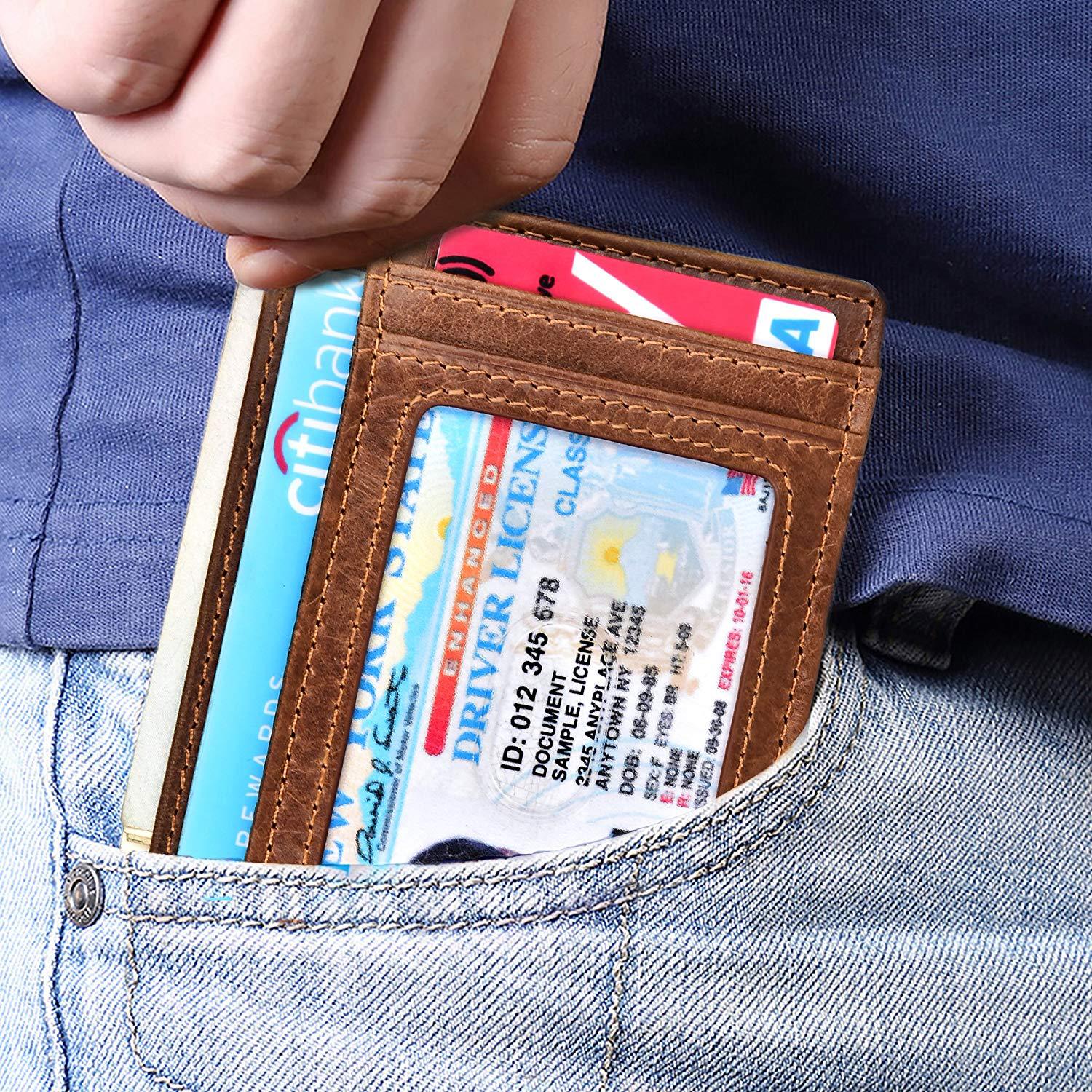 Anti-theft Brush Men's And Women's Genuine Leather Card Holder