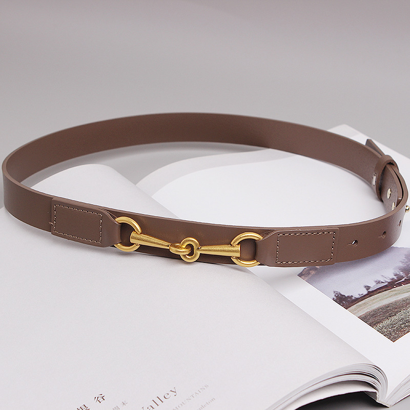 Title 1, Fashion Simple Female Cowhide Horsebit Belt