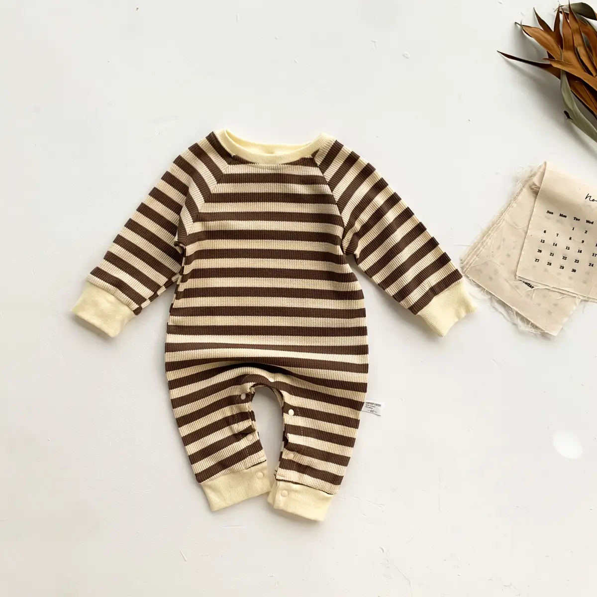 Simple Striped One-piece Romper For Boys And Girls