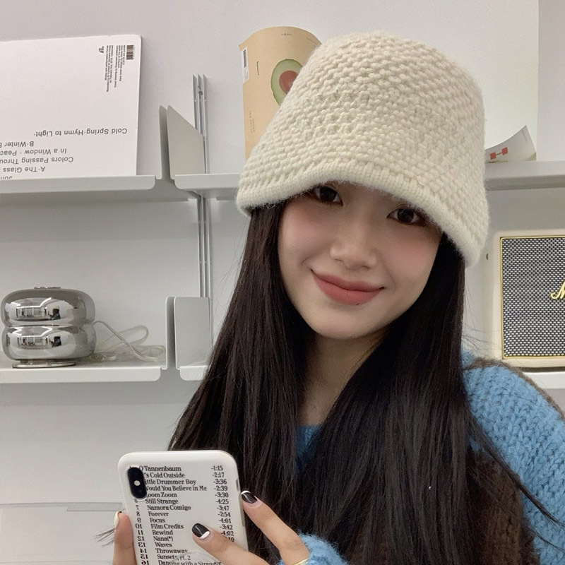 Loose Wool Knitted Fisherman Hat Women's Wool Bucket Hat