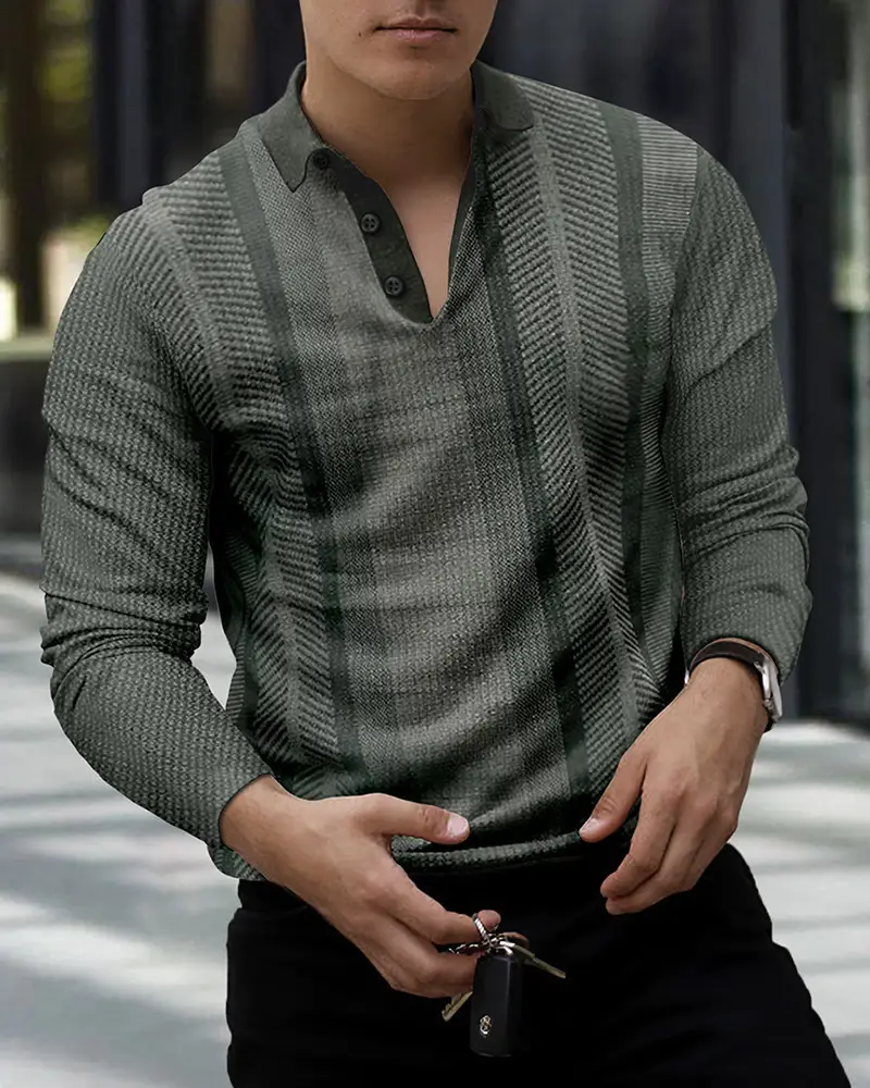 3D Printed Lapel Loose And Comfortable Polo Shirt