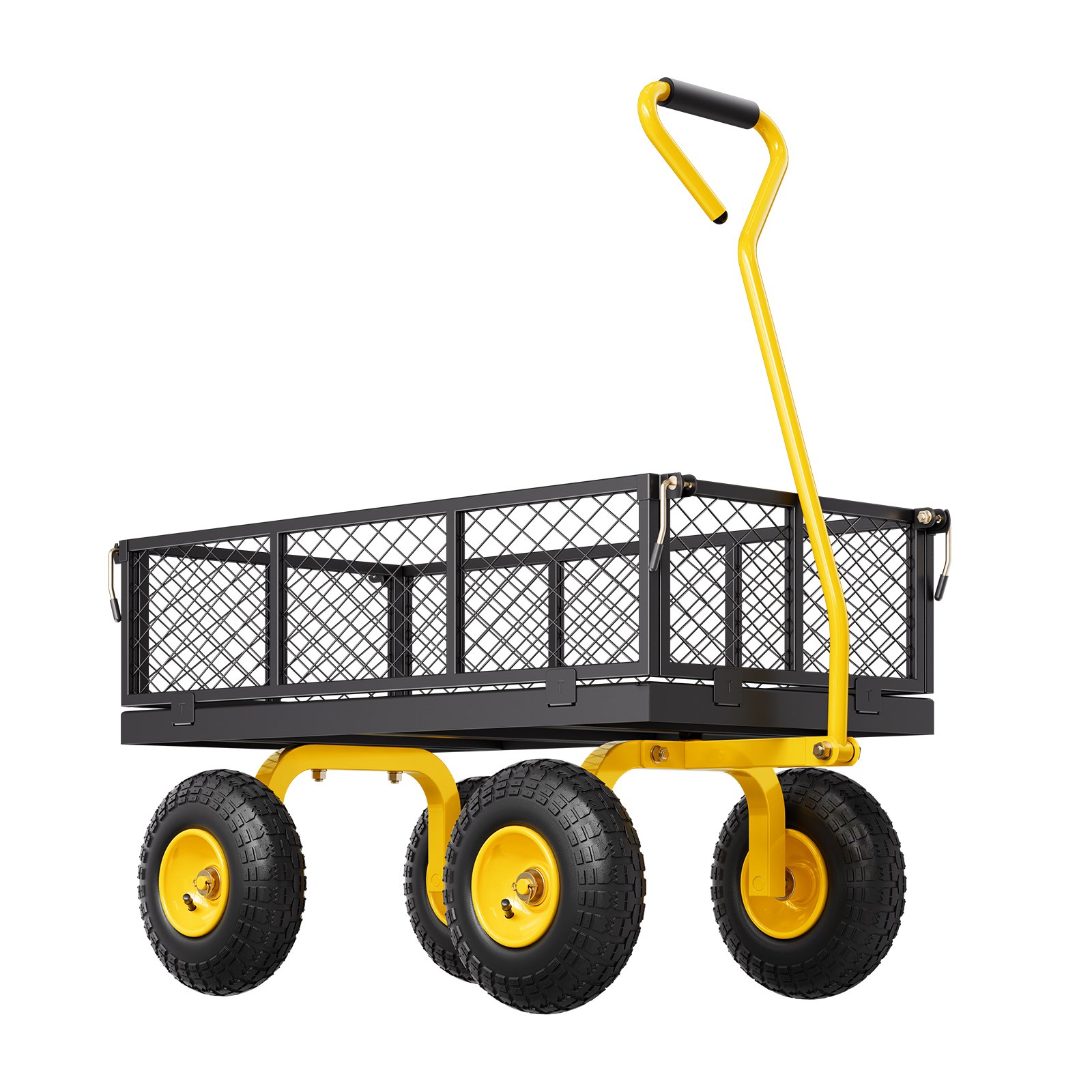 500 Lbs Steel Garden Cart, Heavy Duty Pullable Cart With Wheels For Garden, Metal Yard Utility Wagon With…