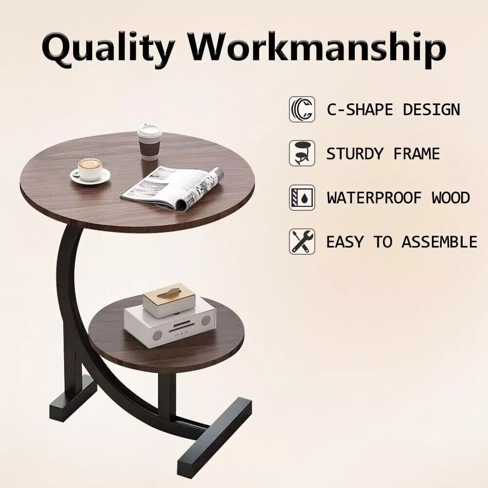 Side Table C Shaped For Sofa Coffee End Tables Living Room Bedside — image 4