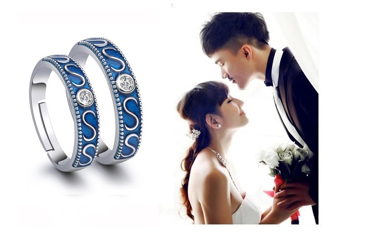 Title 1, Diamond-encrusted Blue Ring With Adjustable Ope...