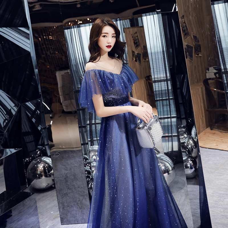 Simple Solid Color Evening Dress