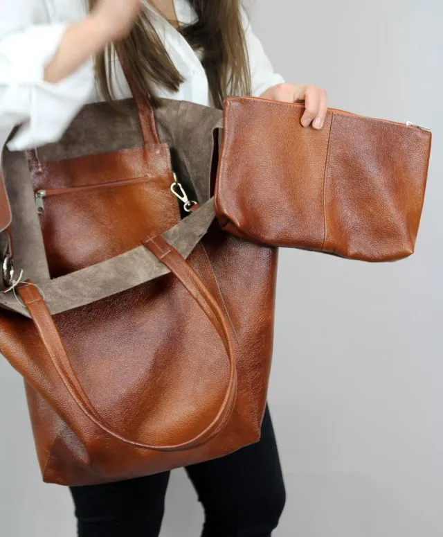 Soft Leather Large Capacity Single Shoulder Handbag Brown - Shop at LoveMi
