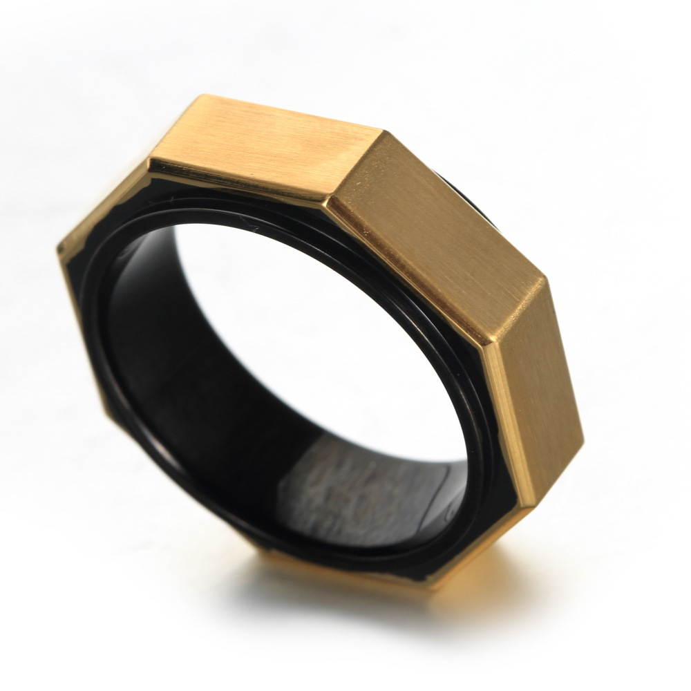 Simple Stainless Steel Ring Square Eight-sided Titanium Steel Ring