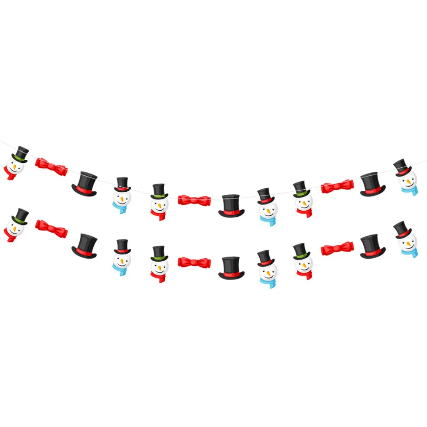 24PCS Christmas Banner Paper Christmas Sign Garland Gingerbread Man Snowman Hanging Christmas Bunting Garland For Christmas Party Decorations Xmas Holiday Home Decor