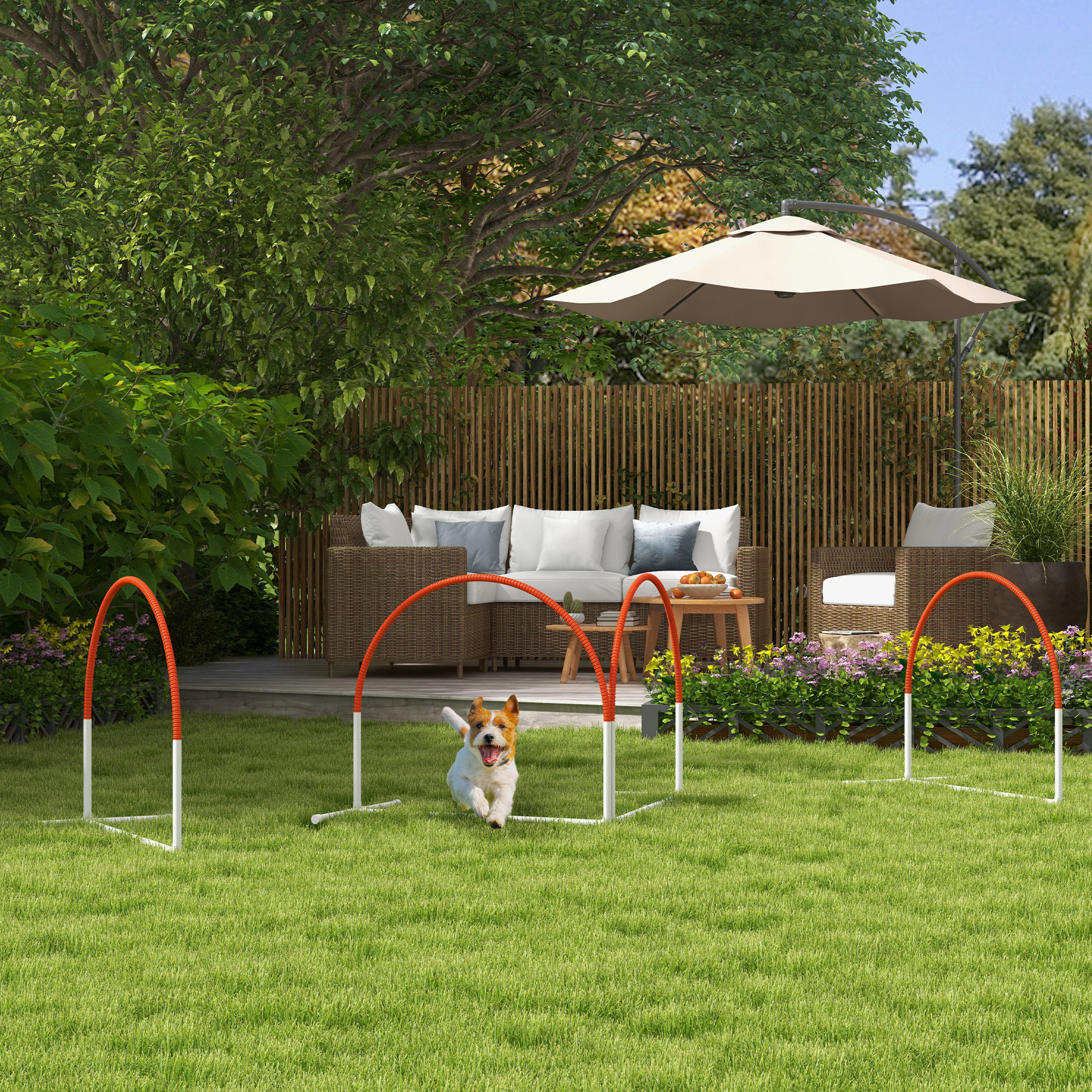 4 PCS Dog Agility Weave Poles Set Outdoor Training Equipment With Oxford Carry — image 5