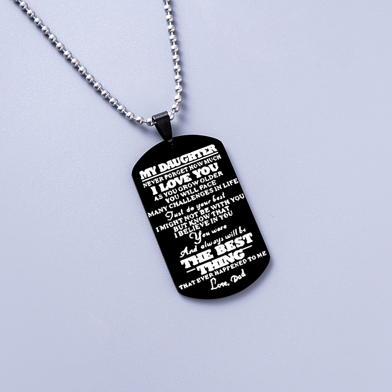 I Love You Grand Army Brand Silver Black Stainless Steel Pendant Necklace For Daughter Son