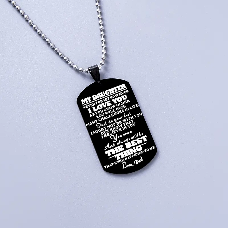 I Love You Grand Army Brand Silver Black Stainless Steel Pendant Necklace For Daughter Son