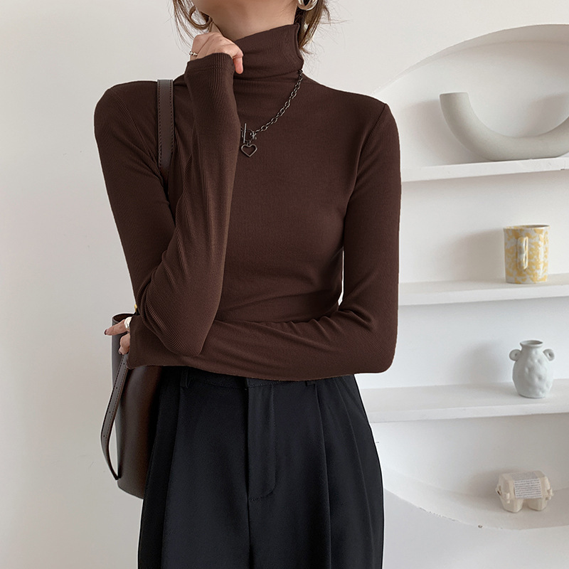 Korean Style Pile Collar Long-sleeved Padded Top Bottoming