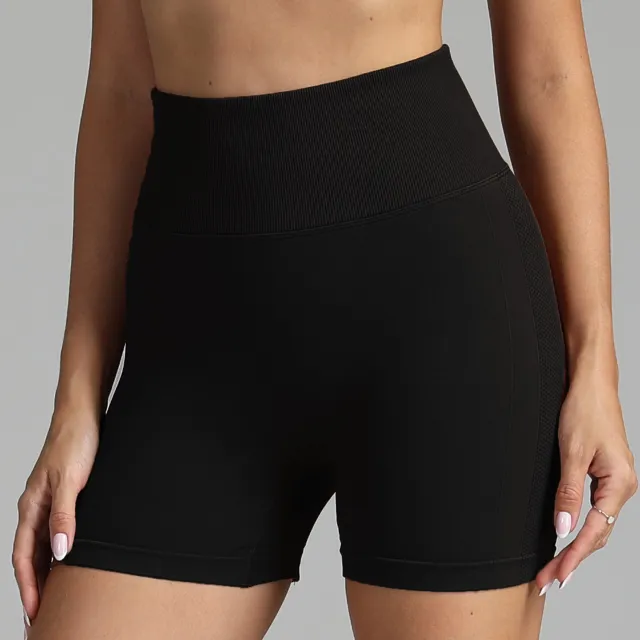 Seamless Yoga Shorts Women Solid Color High Waist Hip lifting Fitness Pants Running Sweatpants Black - Shop at LoveMi