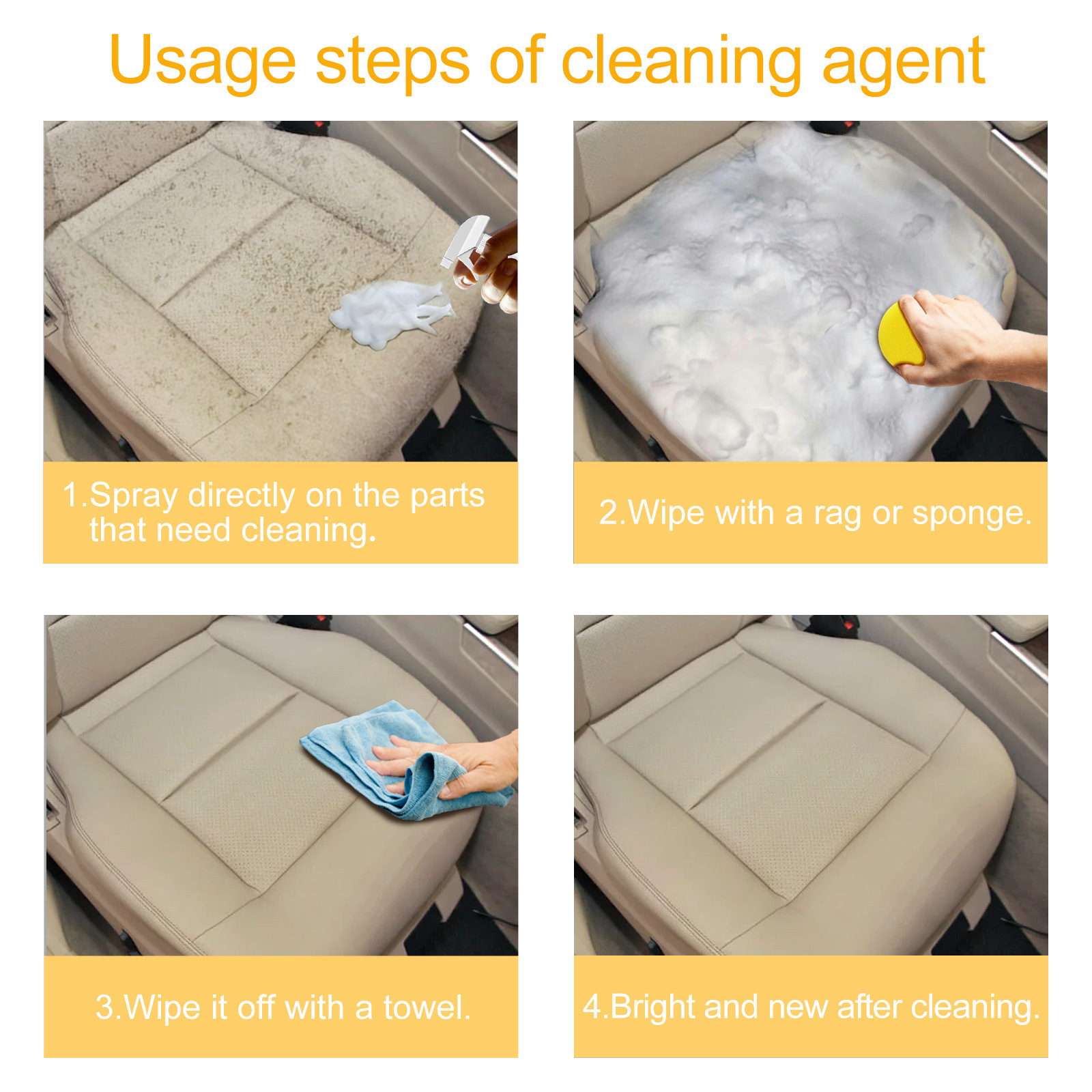 Rayhong Car Interior Foam Cleaner - Waterless Stain Remover For Seats, Headliner, And Dashboard 5