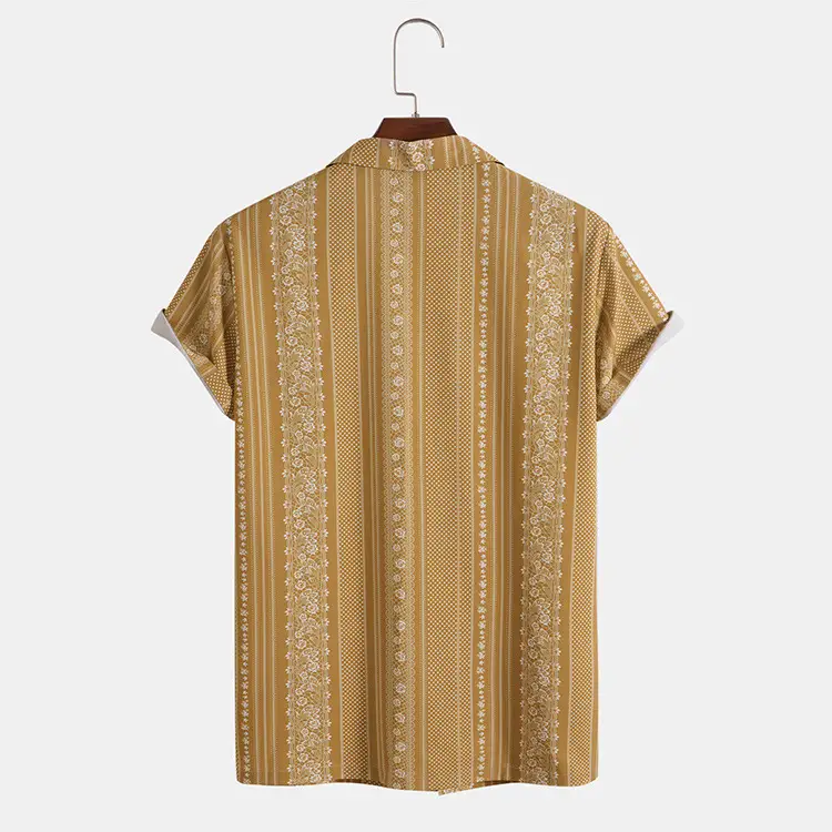 Fashion Lapel Short Sleeve Striped Men's Shirt